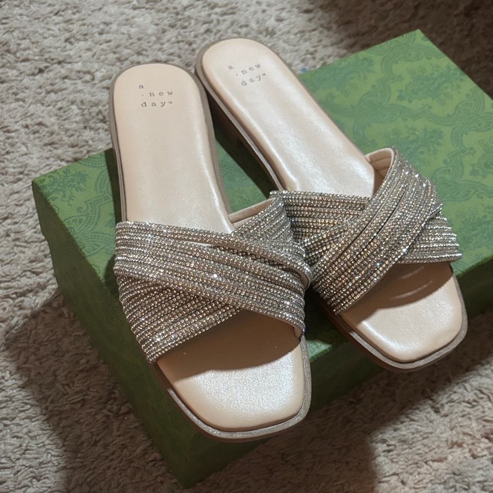 A New Day Women's Sparkling Silver Sandals (NEW)